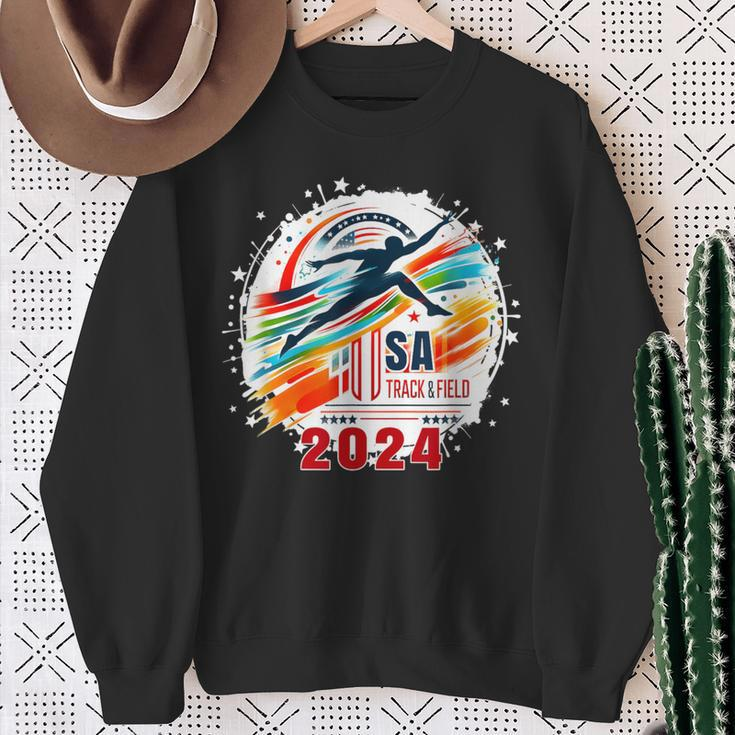 Usa 2024 Games United States Track And Field Usa 2024 Usa Sweatshirt Gifts for Old Women