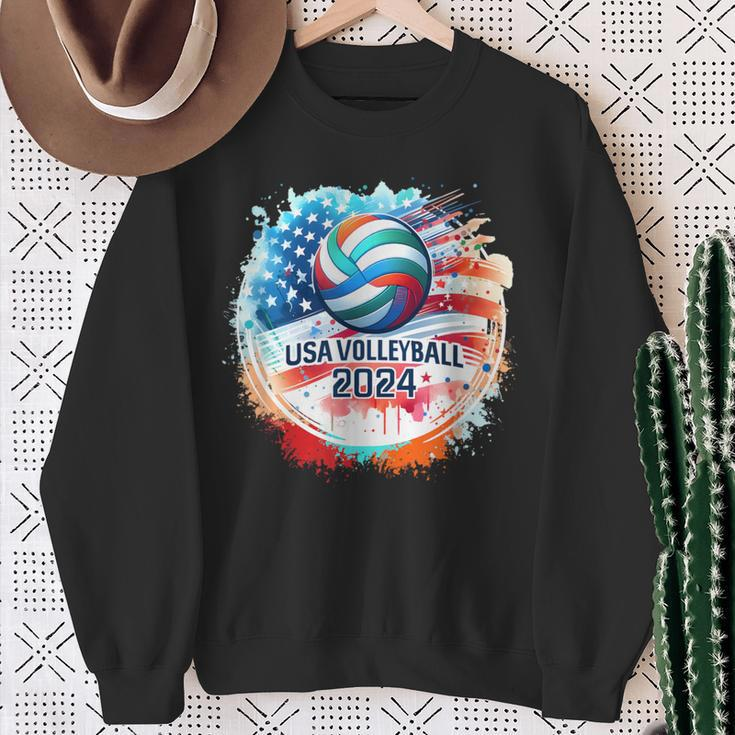 Usa 2024 Summer Games Volleyball America Sports 2024 Usa Sweatshirt Gifts for Old Women