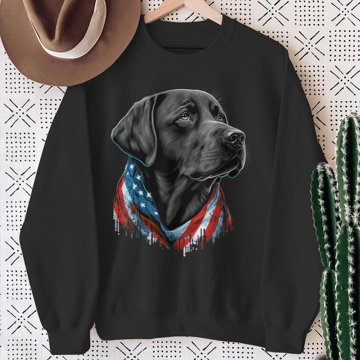 Usa 4Th Of July Black Patriotic American Labrador Retriever Sweatshirt Gifts for Old Women