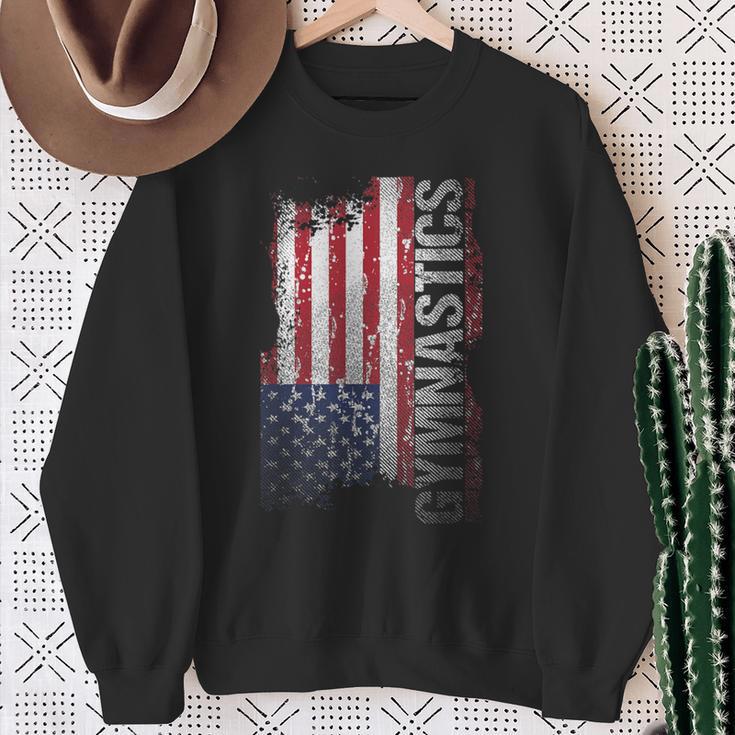 Usa Flag Gymnastics Sweatshirt Gifts for Old Women