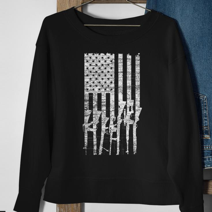 Usa Guns Weapons Flag Rifles Stripes Military White Sweatshirt Gifts for Old Women