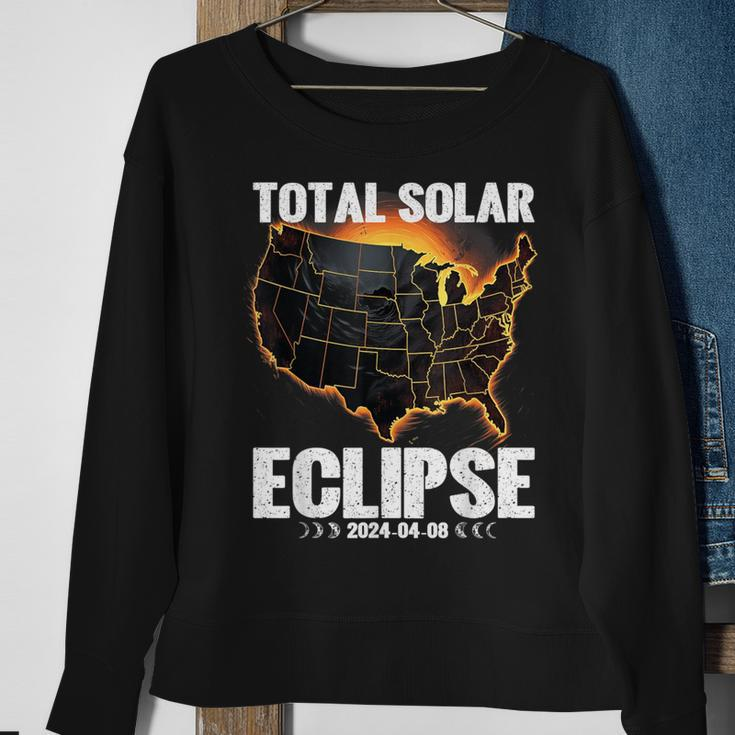 Usa Map 8 April 2024 Total Solar Eclipse 2024 Sweatshirt Gifts for Old Women