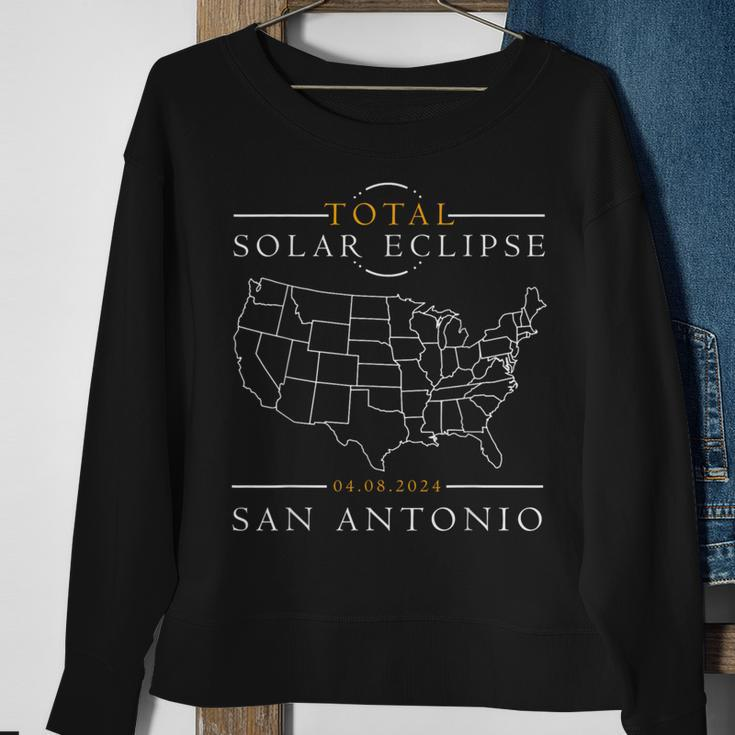 Usa Map Total Solar Eclipse 2024 San Antonio Sweatshirt Gifts for Old Women