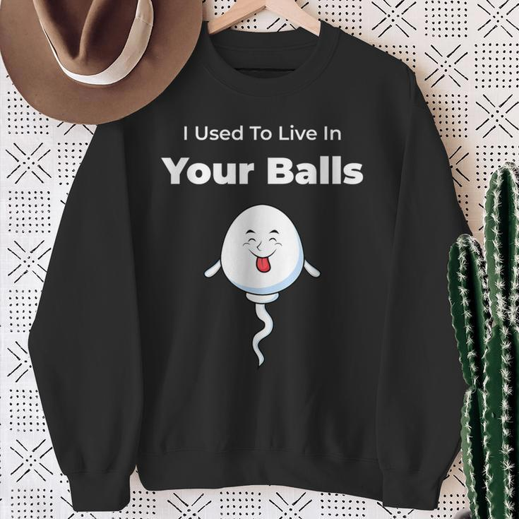 I Used To Live In Your Balls Silly Father's Day Sweatshirt Gifts for Old Women