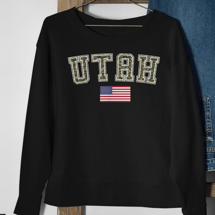 Utah Camo University College State American Flag Sweatshirt Gifts for Old Women