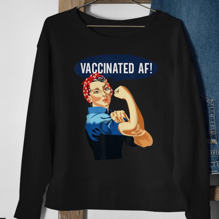 Vaccinated Af Pro Vaccine Vaccinated Rosie The Riveter Sweatshirt Gifts for Old Women