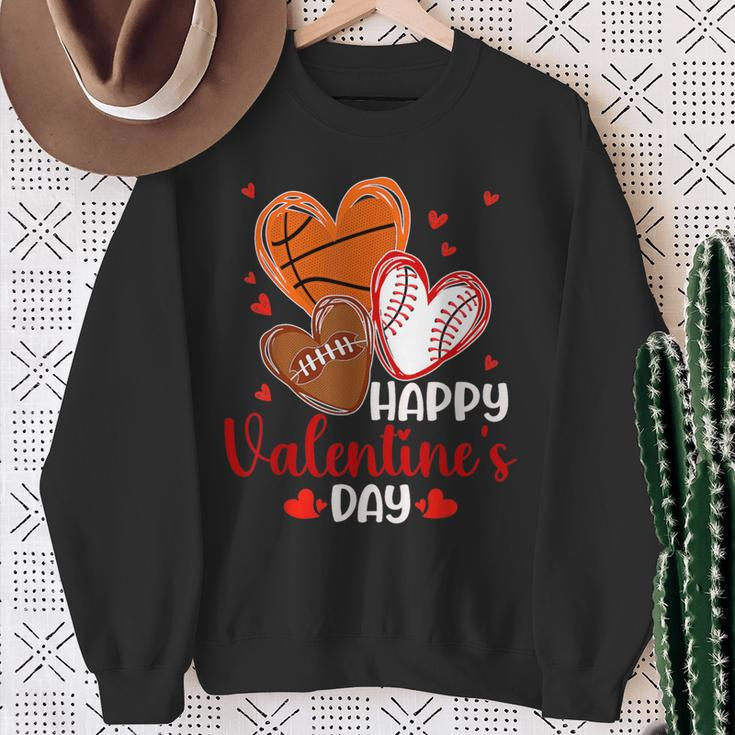 Valentines Day Happy Basketball Baseball Football Boys Mens Sweatshirt Gifts for Old Women