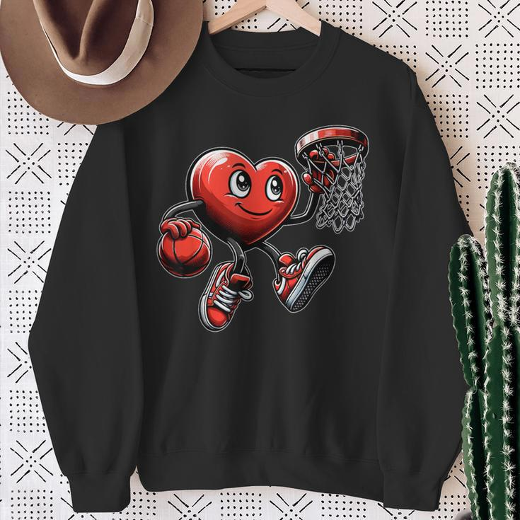 Valentine's Day Heart Basketball Team Player Sweatshirt Gifts for Old Women