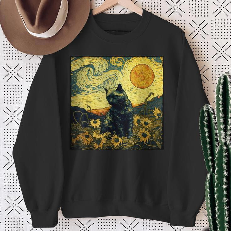 Van Gogh Cat Sweatshirt Geschenke für alte Frauen