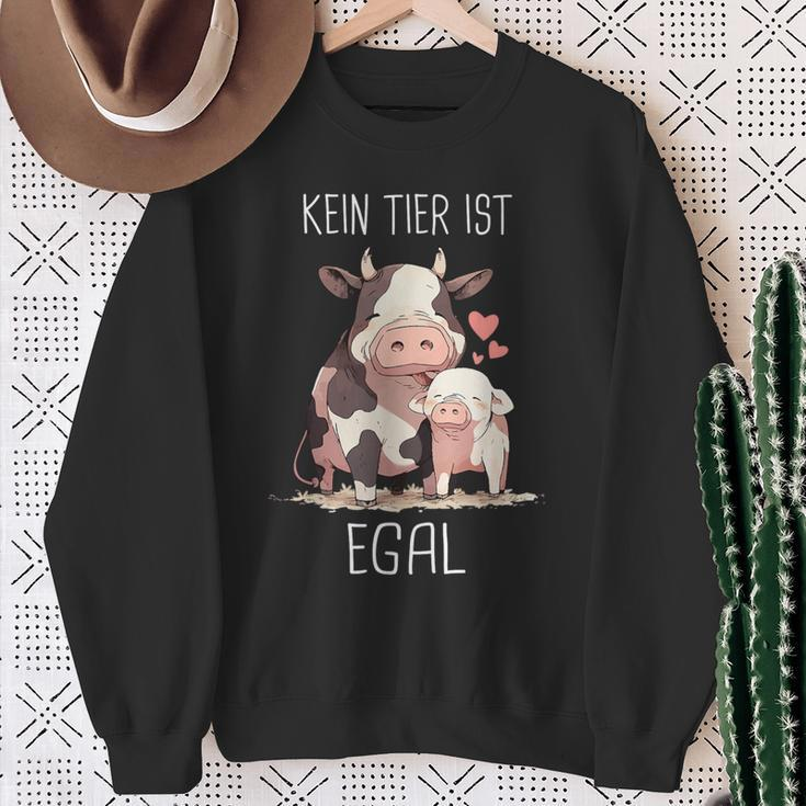 Vegetarier Kein Tier Ist Egal Veganer Kuh Schwin German Sweatshirt Geschenke für alte Frauen