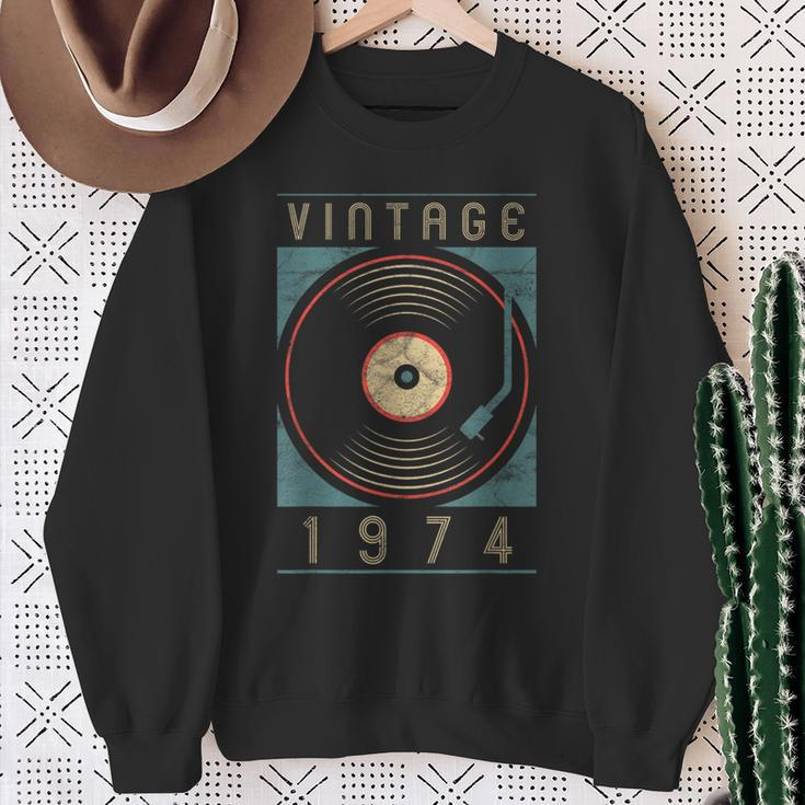 Vintage 1974 Vinyl Retro Turntable Birthday Dj For Him Sweatshirt Gifts for Old Women