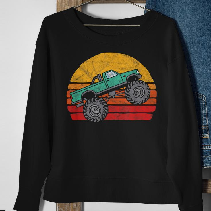 Vintage 80S Monster Truck Cool Retro Sun Sweatshirt Gifts for Old Women