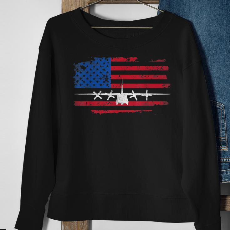 Vintage American Flag C-130 Military Plane Pilot Sweatshirt Gifts for Old Women