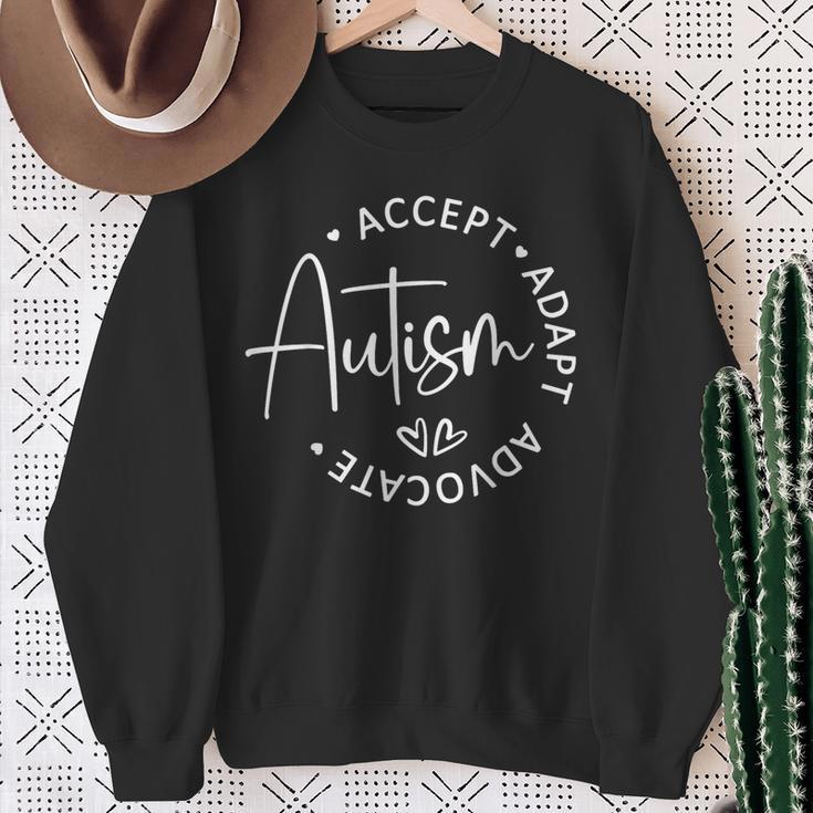 Vintage Autism Accept Adapt Advocate Autism Quotes Sayings Sweatshirt Gifts for Old Women