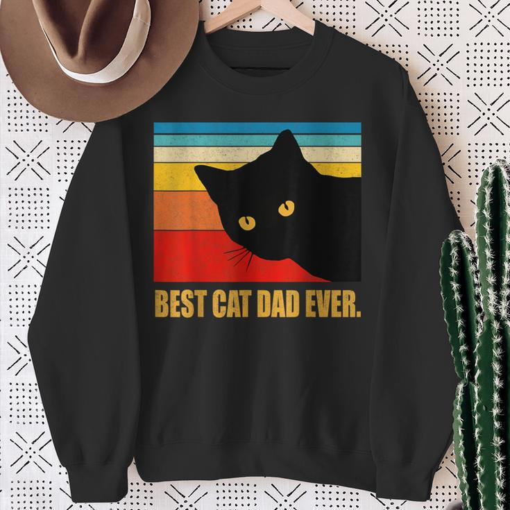 Vintage Best Cat Dad Ever Daddy Fathers Day Sweatshirt Gifts for Old Women