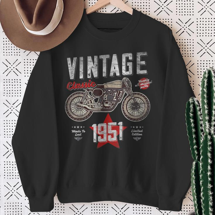 Vintage Born 1951 70Th Birthday Classic Retro Motorbike Sweatshirt Gifts for Old Women