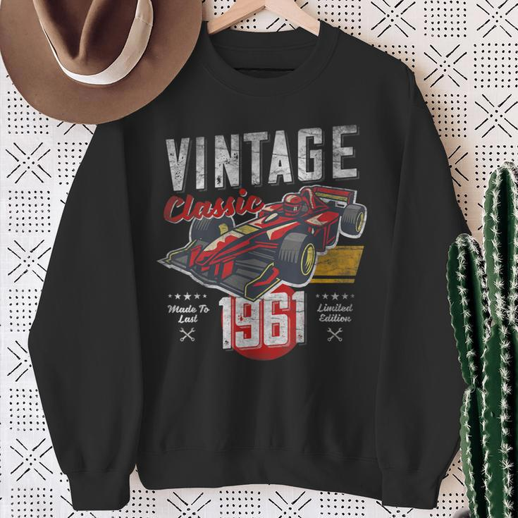 Vintage Born 1961 60Th Birthday Grand Prix Race Car Sweatshirt Gifts for Old Women
