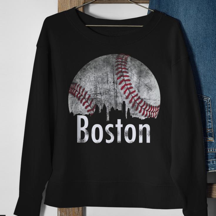 Vintage Boston Baseball Downtown Skyline Classic City Sweatshirt Gifts for Old Women