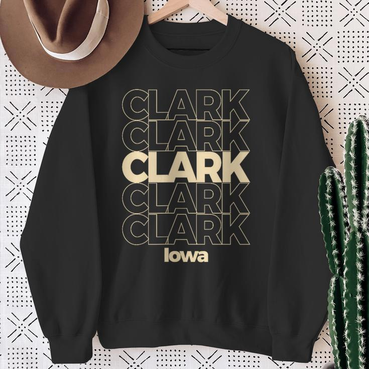Vintage Clark Iowa Repeating Text Sweatshirt Gifts for Old Women