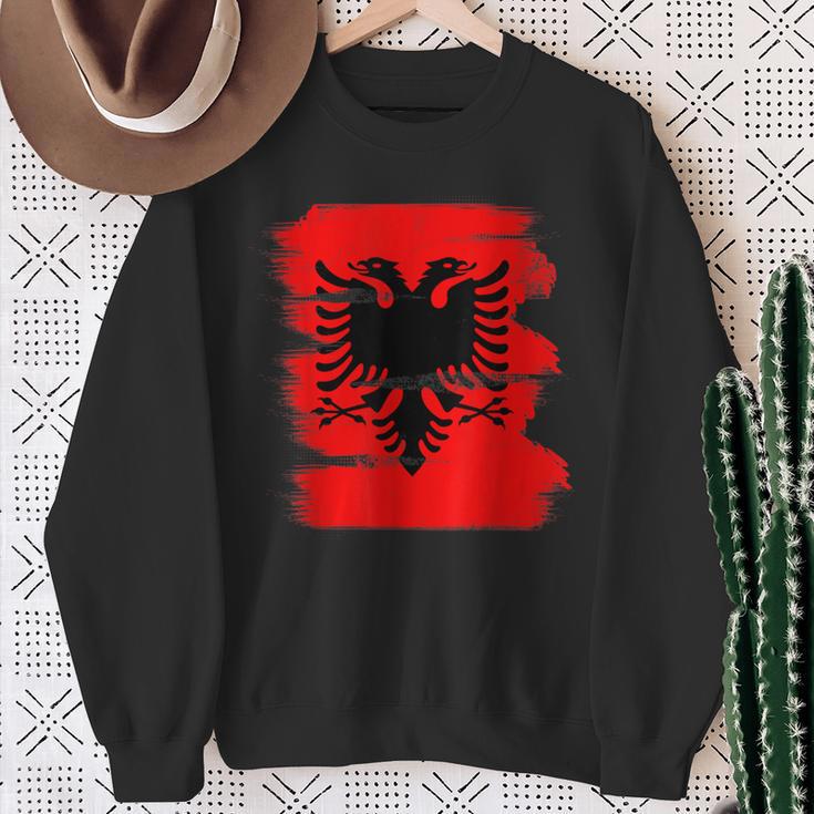 Vintage Distressed Albania Country Albanian Flag Sweatshirt Gifts for Old Women