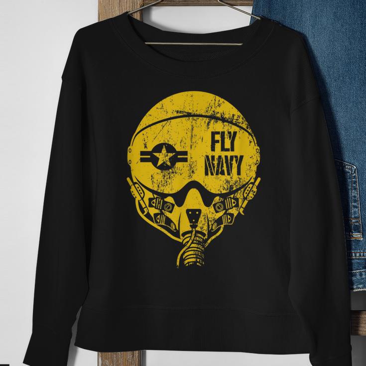 Vintage Distressed Navy Aviation Pilot Helmet Sweatshirt Gifts for Old Women