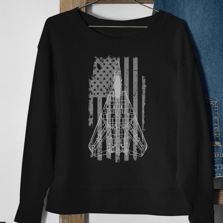 Vintage F-14 Tomcat Jet Fighter American Flag Military Pilot Sweatshirt Gifts for Old Women