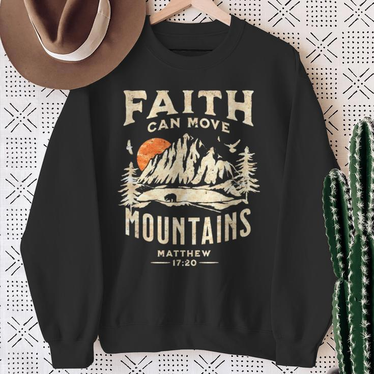 Vintage Faith Can Move Mountains Christian Sweatshirt Gifts for Old Women