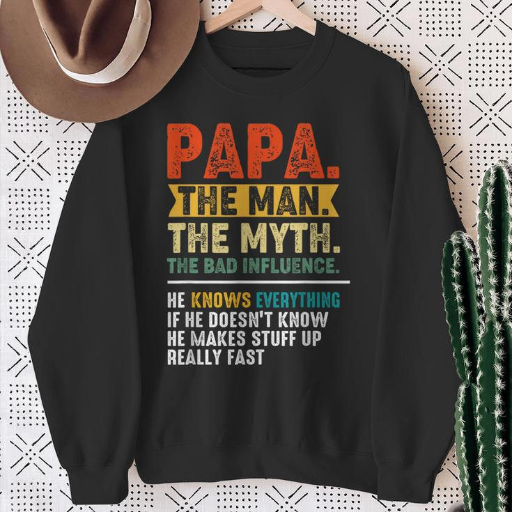Vintage Father's Day Papa The Man The Myth The Bad Influence Sweatshirt Gifts for Old Women