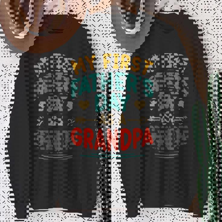 Vintage My First Father's Day As A Grandpa Father's Day Sweatshirt Gifts for Old Women