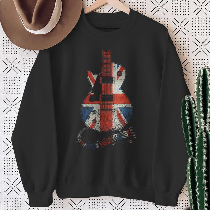 Vintage Guitar British Jack Union Flag Rock Guitarist Sweatshirt Gifts for Old Women
