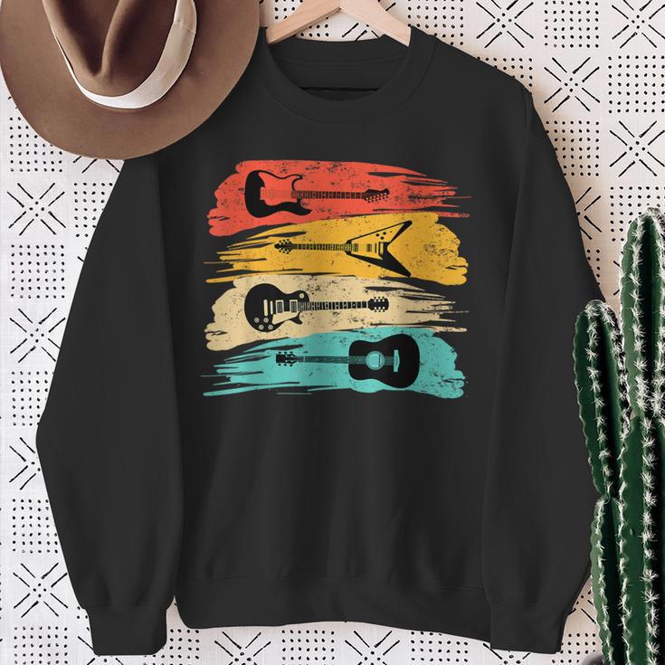 Vintage Guitarist Retro Musician Pick Sweatshirt Gifts for Old Women