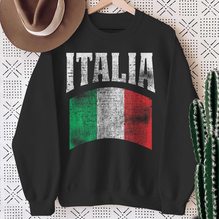 Vintage Italia Flag Italy Flag Proud Italian Pride er Sweatshirt Gifts for Old Women