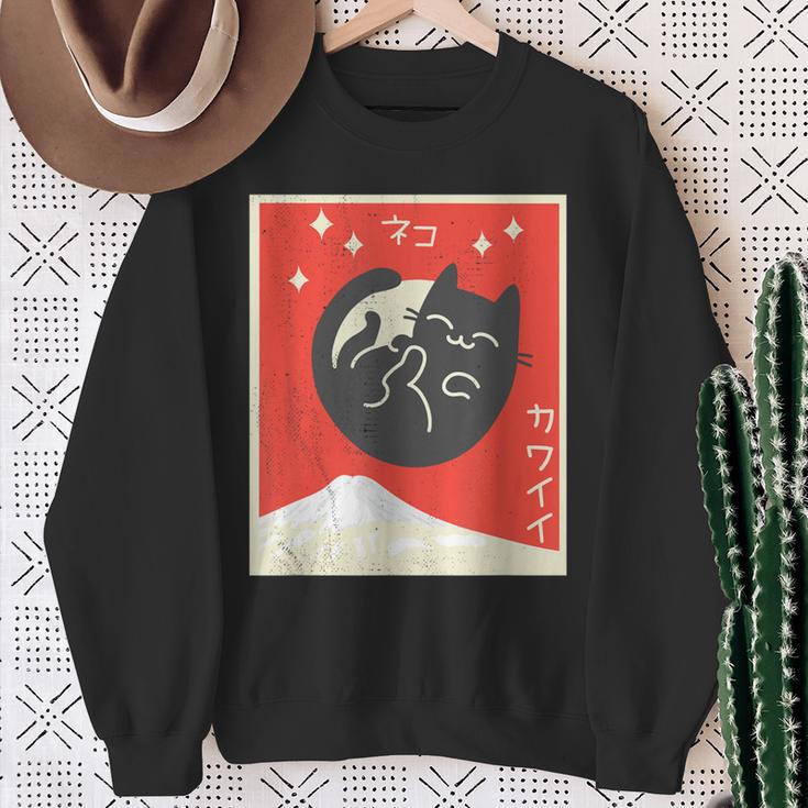 Vintage Japanese Cat Kawaii Anime Sweatshirt Gifts for Old Women