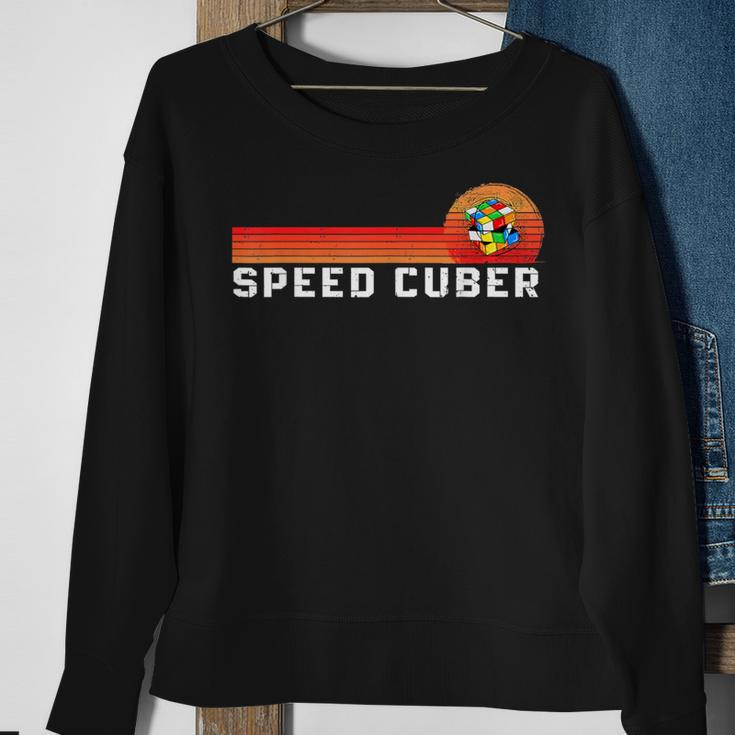 Vintage Math Cuber Heartbeat Speed Cubing Puzzle Lover Cube Sweatshirt Gifts for Old Women