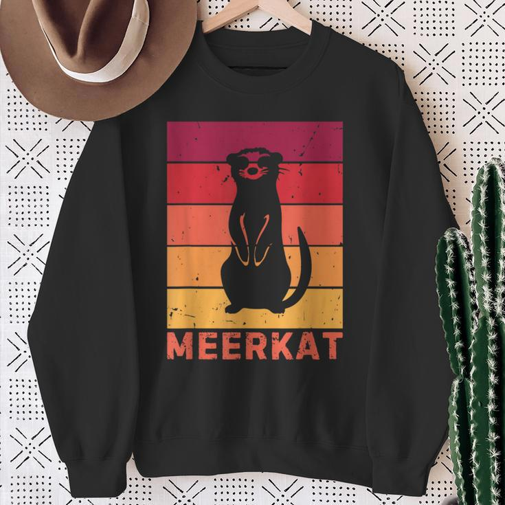 Vintage Meerkat Sunset Zoo Animal Silhouette Meerkat Lovers Sweatshirt Gifts for Old Women
