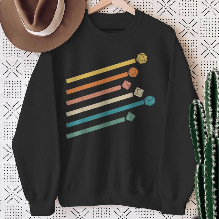 Vintage Minimalist Geeky Polyhedral Falling Retro Rainbow Sweatshirt Gifts for Old Women