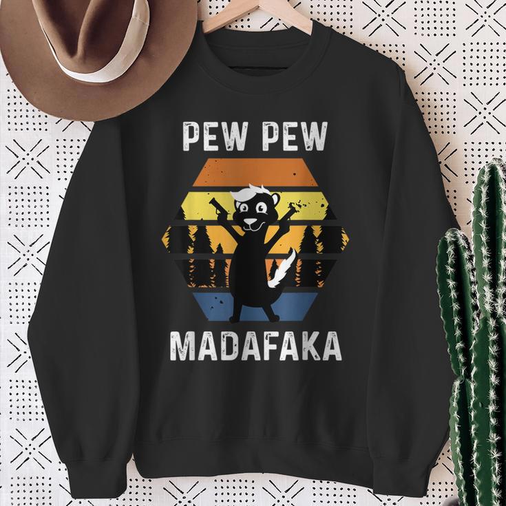 Vintage Pew Pew Madafakas Pew Skunk Sweatshirt Gifts for Old Women