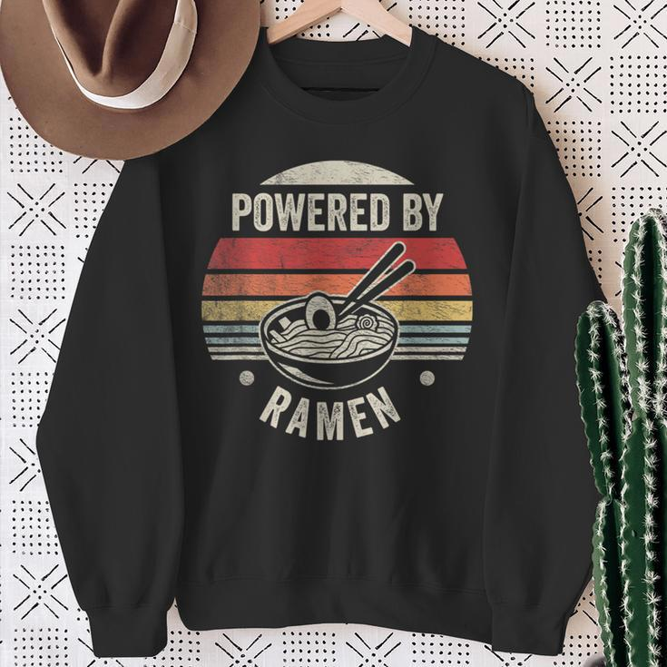 Vintage Powered By Ramen Japanese Love Anime Noodles Foodie Sweatshirt Gifts for Old Women