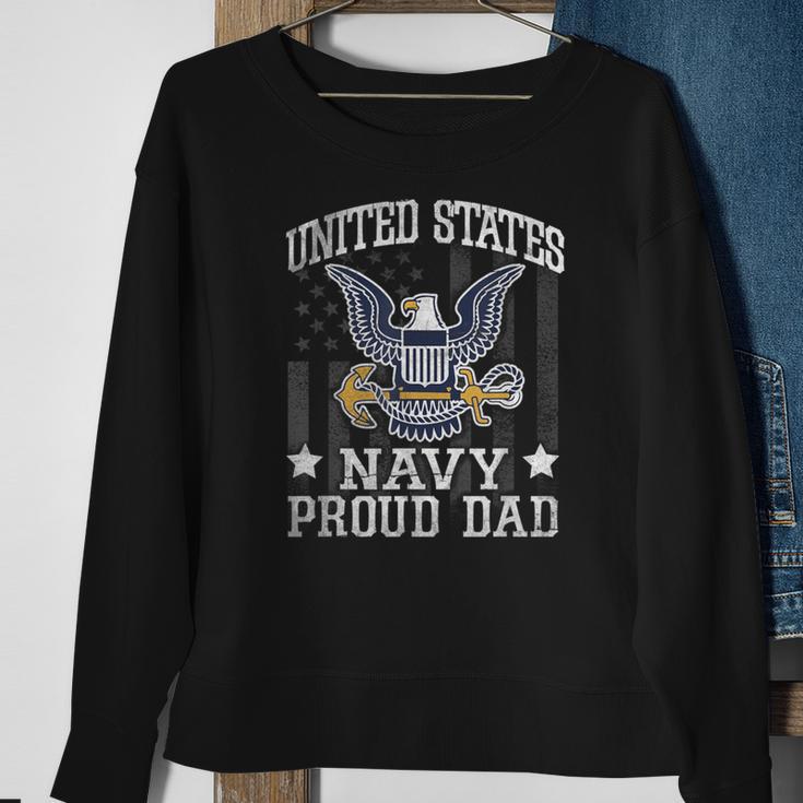 Vintage Proud Dad Us NavyUnited States Navy Sweatshirt Gifts for Old Women