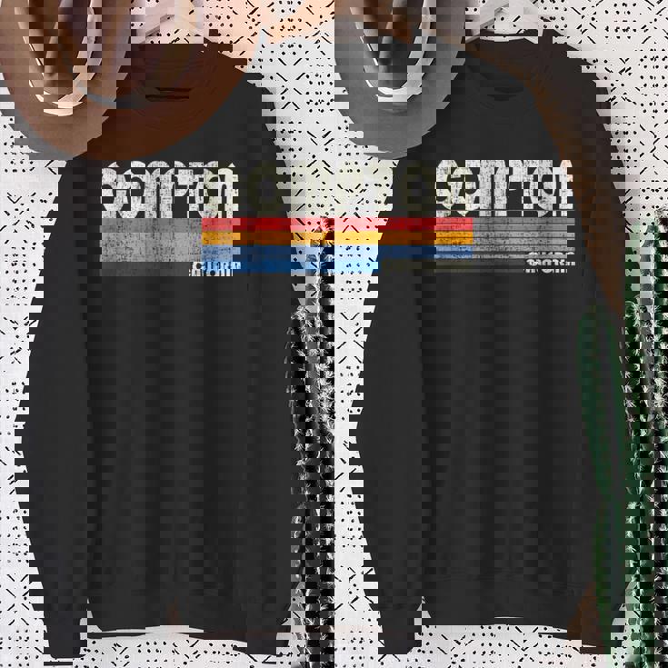 Vintage Retro 70S 80S Style Hometown Of Compton Ca Sweatshirt Gifts for Old Women