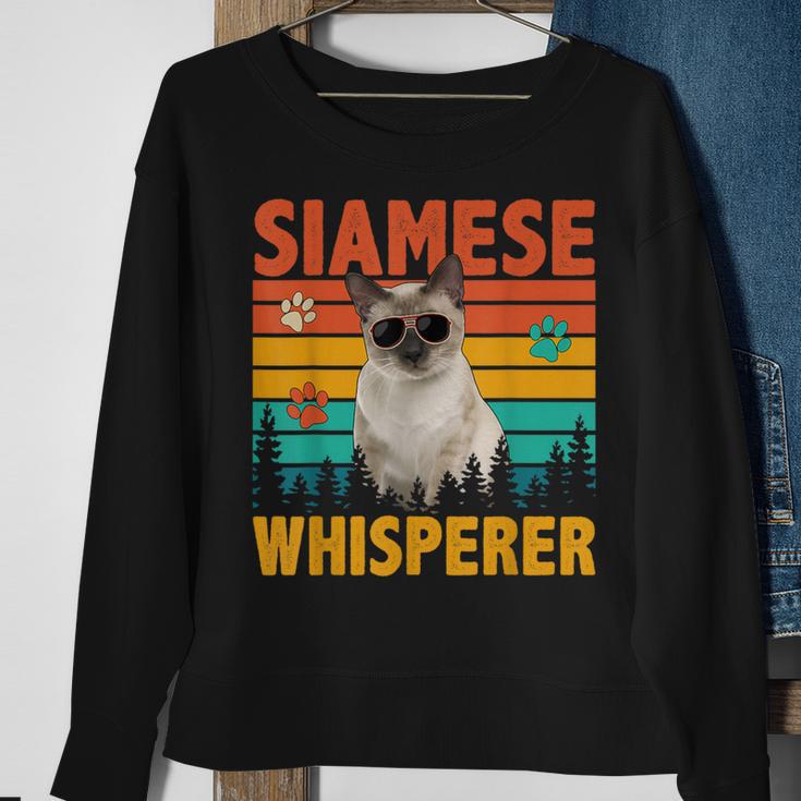 Vintage Retro Siamese Whisperer Cat Sunglasses Lover Sweatshirt Gifts for Old Women