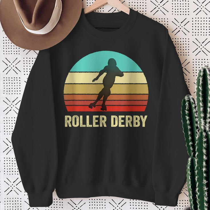 Vintage Retro Style Sunset Roller Derby Sweatshirt Gifts for Old Women