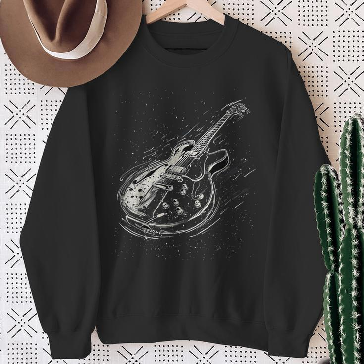 Vintage Rock Music Lover Distressed Guitar Rocker Spirit Sweatshirt Gifts for Old Women