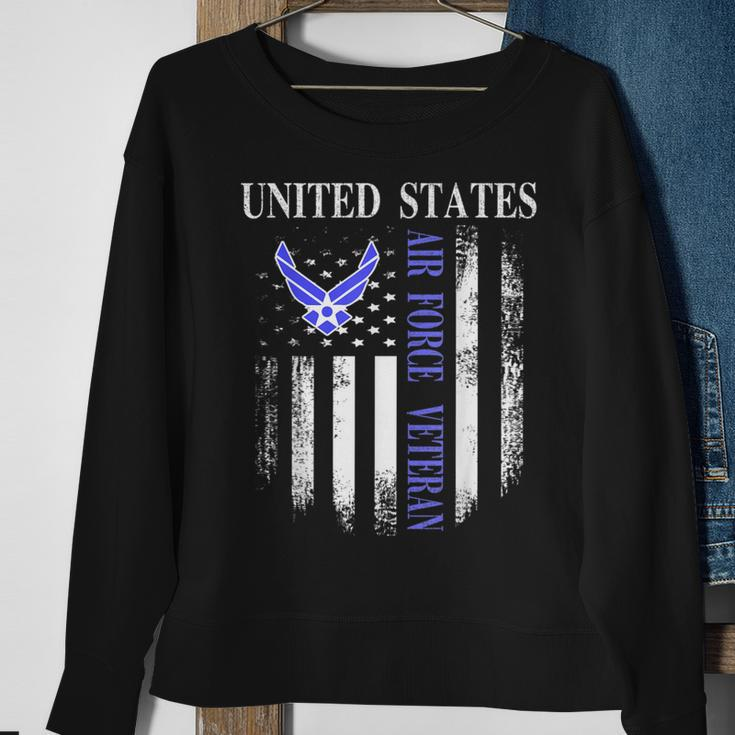 Vintage United States Air Force Veteran With American Flag Sweatshirt Gifts for Old Women