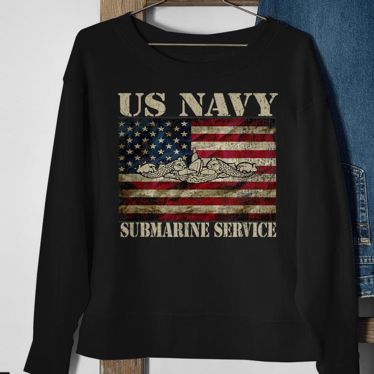 Vintage Us Navy Submarine Service American Flag Sweatshirt Gifts for Old Women