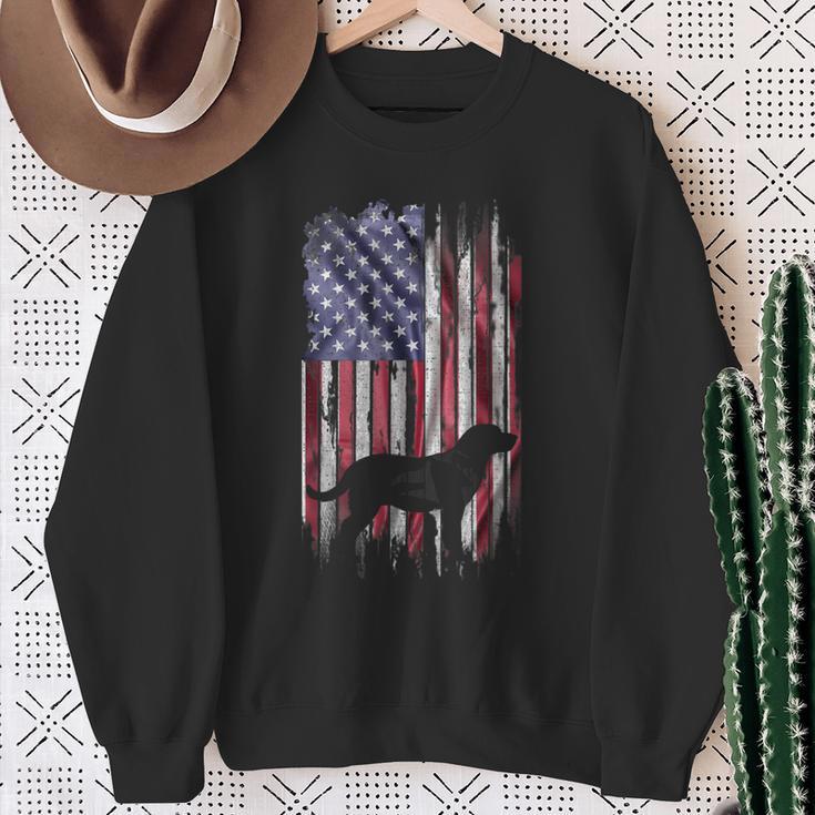 Vintage Usa Flag Love Labrador Retriever Dog Lab Silhouette Sweatshirt Gifts for Old Women