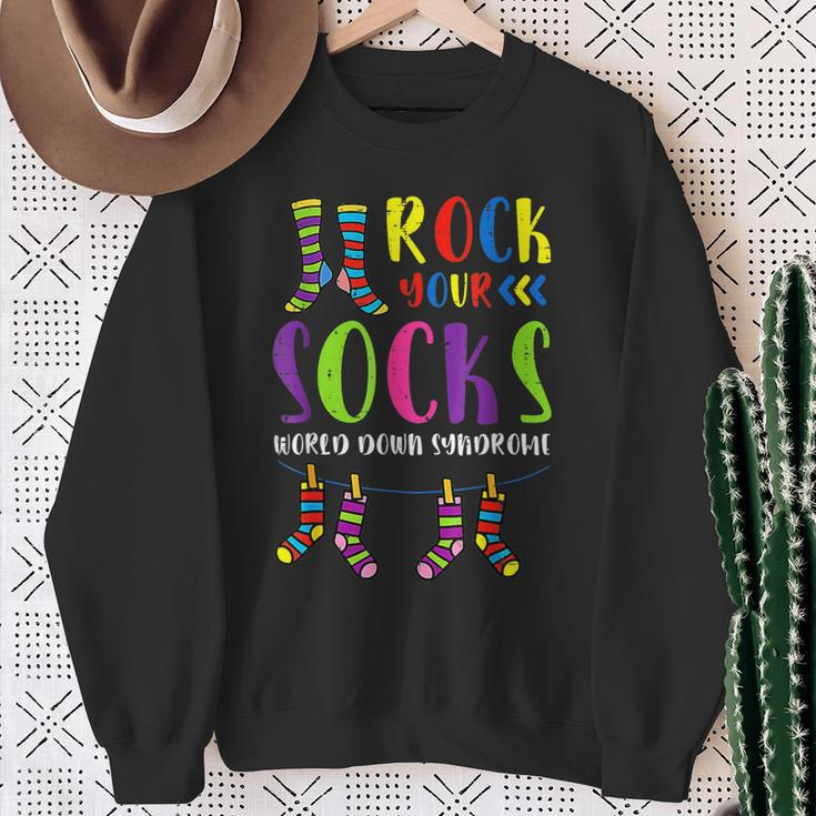 Vintage World Down Syndrome Day Rock Your Socks Awareness Sweatshirt Gifts for Old Women