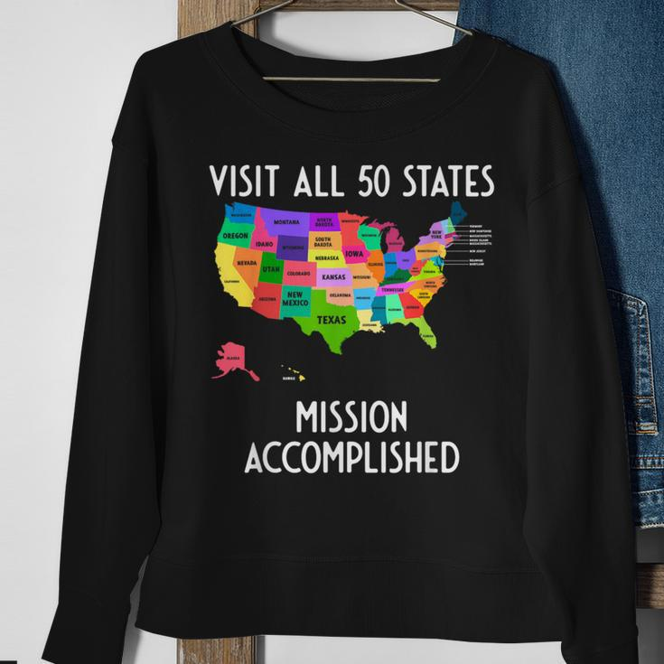 Visit All 50 States Map Usa Travel Sweatshirt Gifts for Old Women