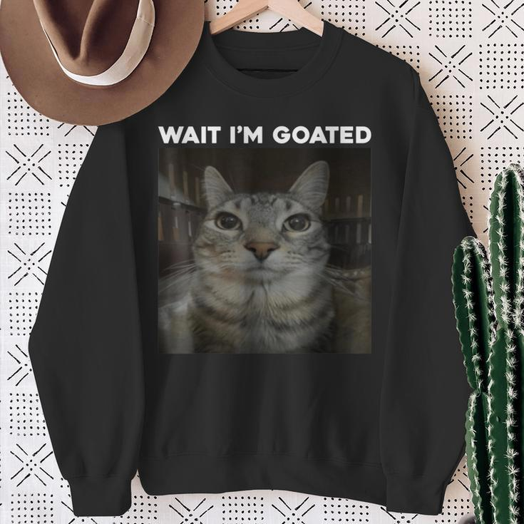 Wait I'm Goated Cat Humor Meme Sweatshirt Gifts for Old Women