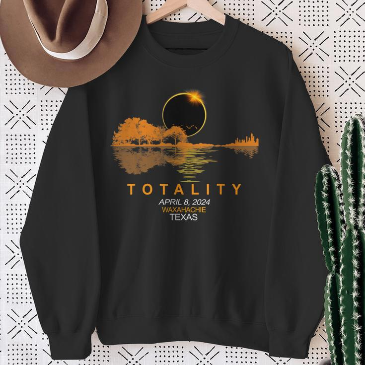 Waxahachie Texas Total Solar Eclipse 2024 Guitar Sweatshirt Gifts for Old Women